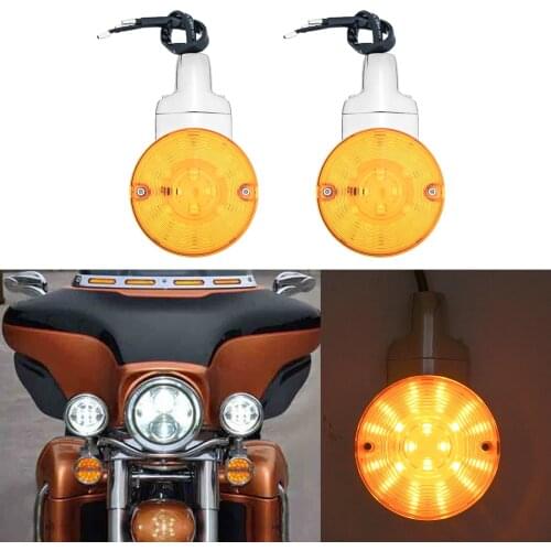 2 PCS Motorcycle Bar Shield LED Turn Signals Light for Har-ley Touring Electra Glide Road King FLHR FLHTC Heritage Softail