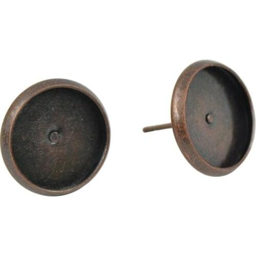 24 Pairs Brass Pierce Earring Pin Post Flat Earring Base Settings DIY Crafts