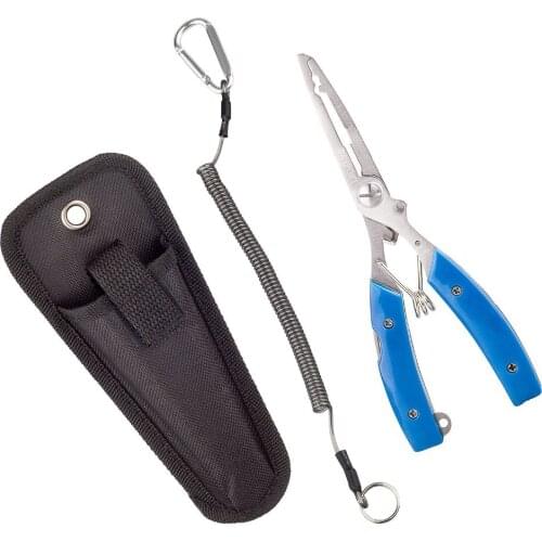25pcs Stainless Steel Fishing Pliers Line Cutter Curved Nose Remove Hook Fishing Tackle Tool with Nylon Sheath