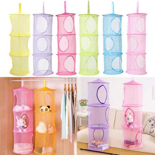 3 Shelf Hanging Storage Net Kids Toy Organizer Bag Bedroom Clothing Wall Door Closet Organizers Basket Kitchen Storage Mesh Bag