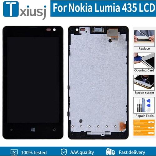 4.0" Original For NOKIA Lumia 435 N435 LCD Touch Screen Digitizer Assembly With Frame Replacement For Nokia 435 LCD RM-1070