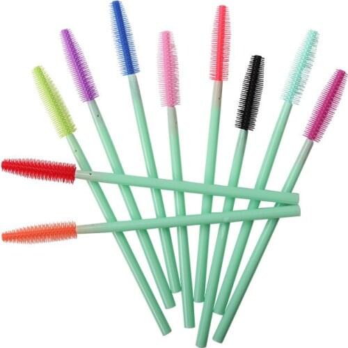 HOT 50 pcs Disposable Silicone Eyelashes Brushes Mascara Wand Applicator Eye Lashes Cosmetic Brushes for women Makeup tool