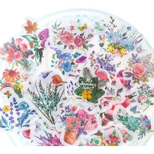 60pcs/lot Lovely Youth memories series flowers Decorative Stickers Scrapbooking Stick Label Diary Stationery Album Stickers