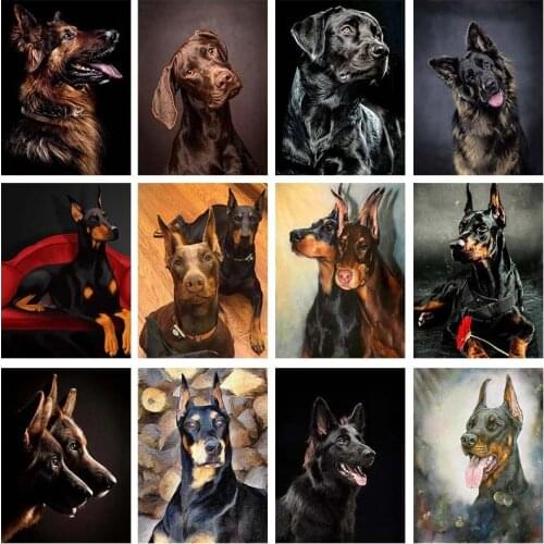 Doberman Mysterious Animal DIY Diamond Painting Cross Stitch 5D Diamond Pet Dog Embroidery Mosaic Craft Home Decoration