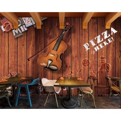 Free Shipping Cafe Wallpapers Custom 3d Restaurant Photo Wallpaper Wooden Violin Alphabet Art Studio Mural Romantic Wallpaper