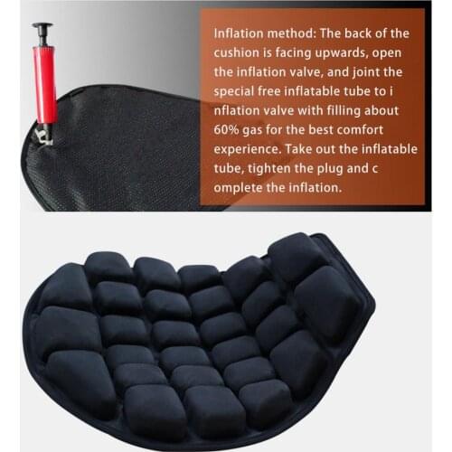 Black 3D Decompression Motorcycle Seat Cushion Electric Car Inflatable Air Cushion Cooling Down Seat Pad For Pressure Relief