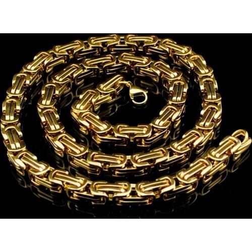 Dolaime Stainless Steel Retro Fashion Gothic Punk Rock Style Byzantine Link Chian Necklace Mens Jewelry,GN074