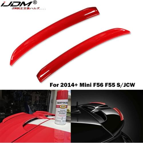 IJDM Brand New Sport Red/Carbon Fiber Pattern Style Black Color JCW Spoiler Extenstion Lip Fins for mini cooper F56 F55 S / JCW