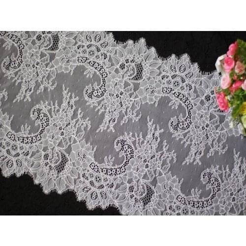 Wholesale price 30 CM HOT STYLE french Chantilly lace fabric and trim off white and black DIY wedding dress grown dress lace