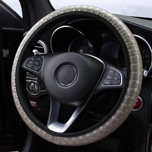 Woven Leather Elastic Without Inner Ring Car Steering Wheel Cover Comfortable Shock Absorptian Installing Easily Car-styling