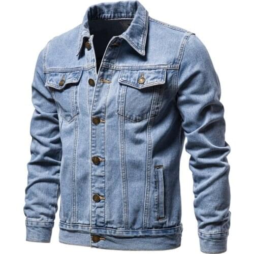 New Fad Cotton Denim Jacket Men Casual Solid Color Lapel Single Breasted Jeans Jacket Men Autumn Slim Fit Quality Mens Jackets