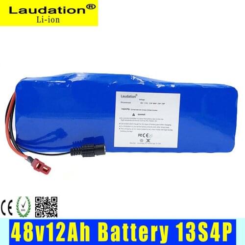 Laudation 48 Volt Lithium Battery Pack 12Ah 18650 13 s 4p Electric Bike Battery With 15A BMS For 250W 350W 500W E-bike Free Ship