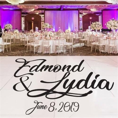 Wedding Logo Dance Floor wall sticker Wedding Day Dance Floor Personalized Names Vinyl Lettering size Options Custom Decal HY140