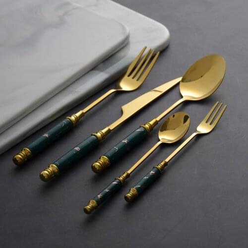 Marbling Luxury Cutlery Set Nordic Simple Ceramics Steak Dinner Set Dining Kitchen Eco Friendly Servies Table Decoration EK50DS