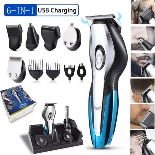 AIKIN Multifunctional 6 in 1 Hair Trimmer Set Rechargeable & Electric Hair Cutting Machine Styling Tools Men Hair Clipper Kits