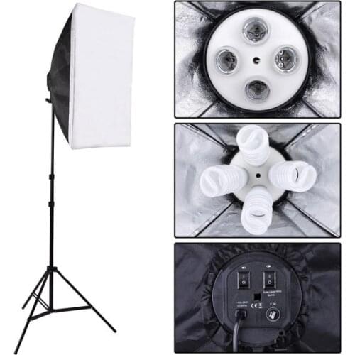 Portable Photo Studio Lighting Softbox Video Light 40*60cm Light head with 4 in 1 E27 Lamp Holder+2m Light Stand,softbox kit