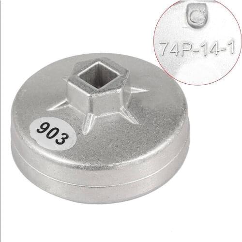 Portable Wearproof Hattype Aluminum Oil Filter Wrench Socket Remover Tool 74mm 14 Flute Oil Filters Element Spanner Rust-proof