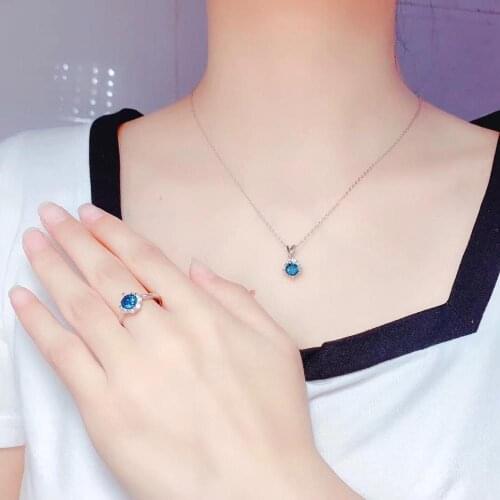 The Best Gift for Your loved wife Real Natural Topaz jewelry set Natural Real Topaz 925 sterling silver 1pc pendant,1pc ring