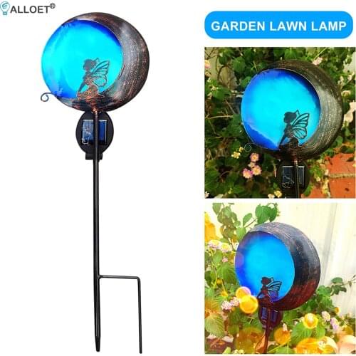 Moon Angel Solar Lights Waterproof Wrought Iron LED Garden Stake Light Solar Lawn Light for Patio Yard Walkway Deck Driveway