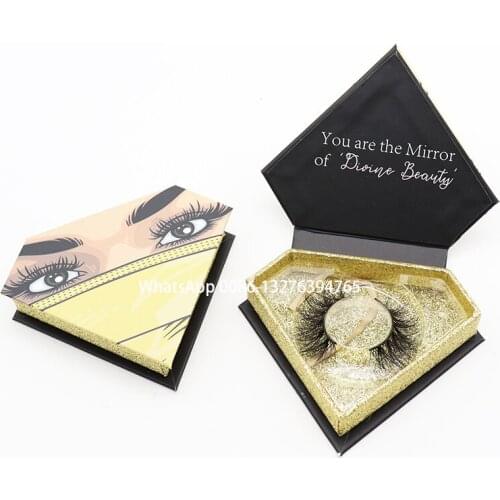 Light Yellow Mask Diamond Eyelash Packaging Box Dramatic False Eyelashes Eyelash Wholesale Custom Eyelash Cases Box Packaging