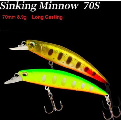 TSURINOYA Sinking Minnow Long casting Fishing Lure DW75 Jerkbait Wobbler 70mm 8.9g Freshwater Bass Trout Fishing Lure Hard Bait