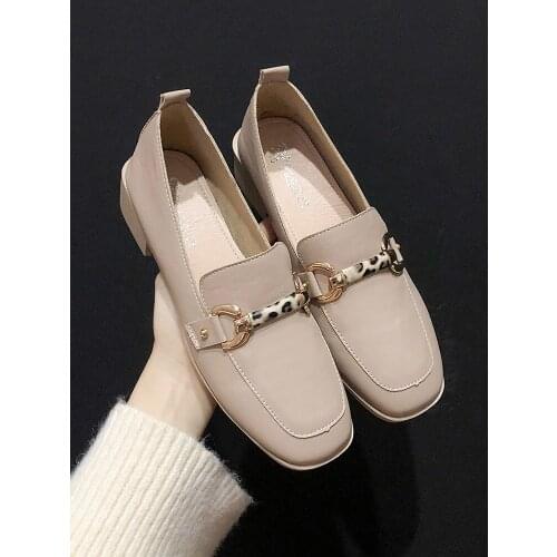 2021 spring and autumn new single shoes female Korean version of the wild British retro small leather shoes high heels