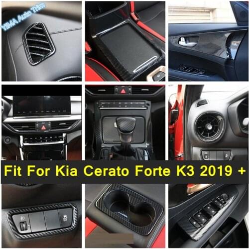Lapetus Carbon Fiber Interior Refit Kit For Kia Cerato Forte K3 2019 2020 Window Lift Button / Door Handle Bowl Frame Cover Trim
