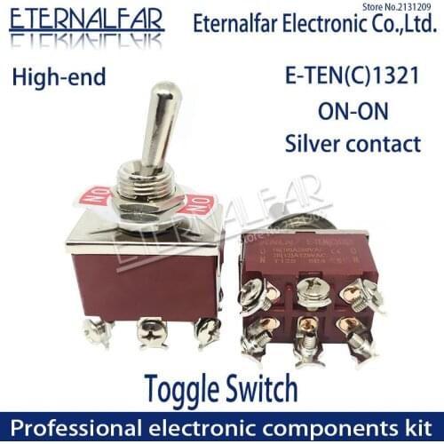 High end Quality Silver Contact E-TEN(C)1321 DPDT 12MM 15A 250V AC ON-ON 6Pin Reset Rocker Toggle Slide Switch Waterproof Boott