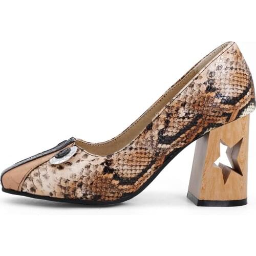 Women shoes 2021 Square Toe Basic Spring/Autumn Sweet Mixed Colors shoes for women pump heels 32-48