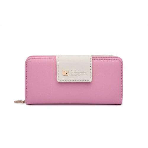 Womens Long Wallet 2020 New Fashion Ladies Wallet Long Stitching PU Wallet Multi-function Large Capacity Clutch Female