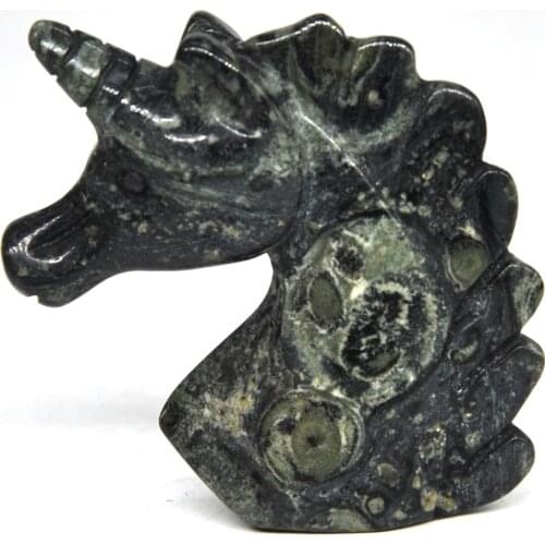2" Unicorn Statue Kambaba Jasper Natural Stone Carved Home Decoration Healing Crystal Reiki Figurine Spiritual Gemstone Omament