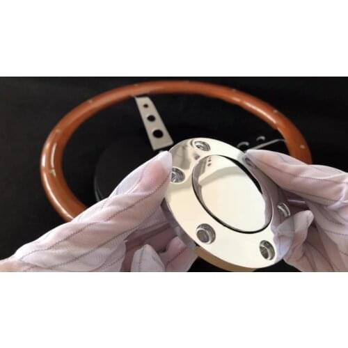 380mm 15" Wooden Classic steering wheel Chrome Spoke Vintage Classic Wood Grain