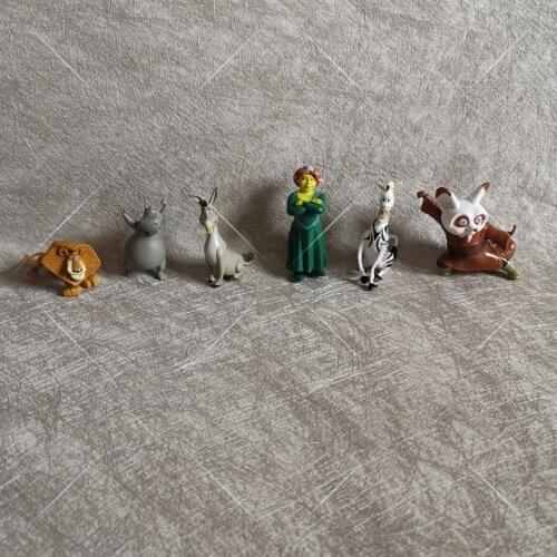 6pcs/set 3-9CM Panda Shrek Action Graphic Toy Model Childrens Birthday Gift 1904