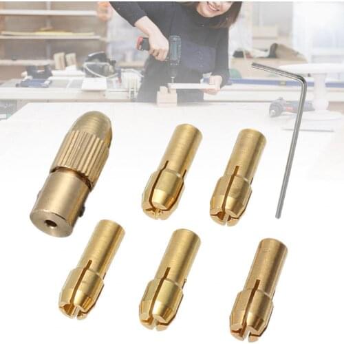 7Pcs 0.5-3.0mm Mini Drill Chucks Adapters Collets Chuck for Mini Tools Copper Drill Folder Copper Cap Axis Drill Collet Tools