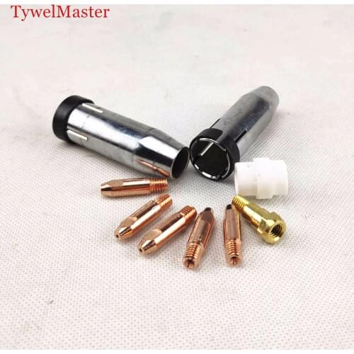 9pcs 24KD Welding Torch Consumables 0.8mm 1.0mm 1.2mm MIG Torch Gas Nozzle Tip Holder Gas Diffuser of MIG MAG Welding Torch