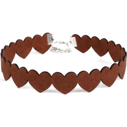 Velvet Heart Choker Vintage Retro Heart Shape Collarbone Necklace Creative Solid Color Gothic Choker Necklace Choker Collar