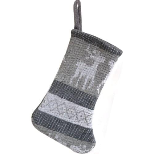 Free Shipping Cheapest Knitted Reindeer Longer Mini Christmas stocking Silver