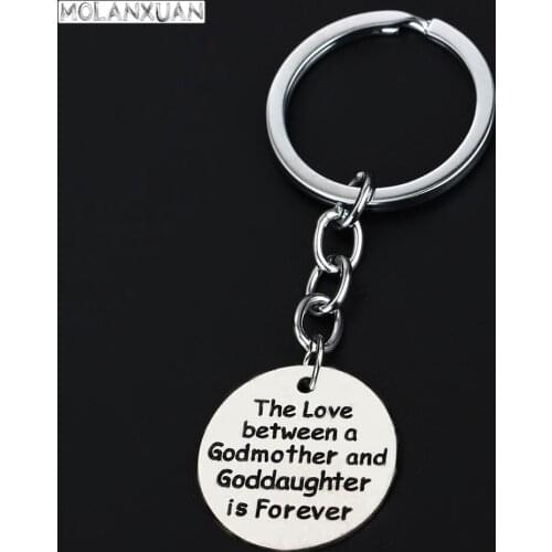 Bespmosp New Love Between Godmother Goddaughter Forever KeyChains Gift Party Silver Plated Pendant Keyring Women Girls Jewelry