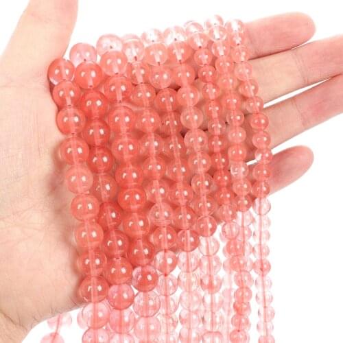 Natural Stone Beads Pink Watermelon Natural Stone Loose Beads for Jewelry Making Needlework DIY Bracelet Strand 4-12 MM