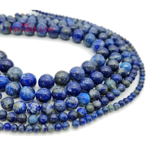 5A Grade 100% Natural Lapis Lazuli Round Beads 4 6 8 10 12mm Diy Bracelet Necklace Fashion Jewelry Making Christmas Gift