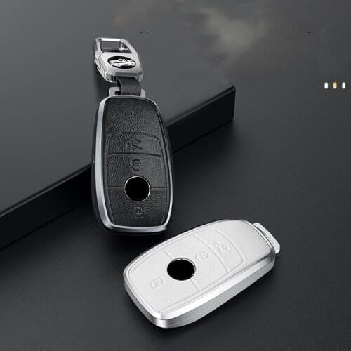 Genuine leather Aluminum Alloy car key case cover For Mercedes benz W177 W205 W213 W222 2018 A C S GLS Class E class