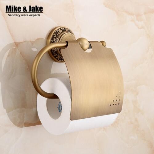 Antique brass porcelain flower paper towel Archaize wall paper holder European toilet paper box toilet accessories Paper holder