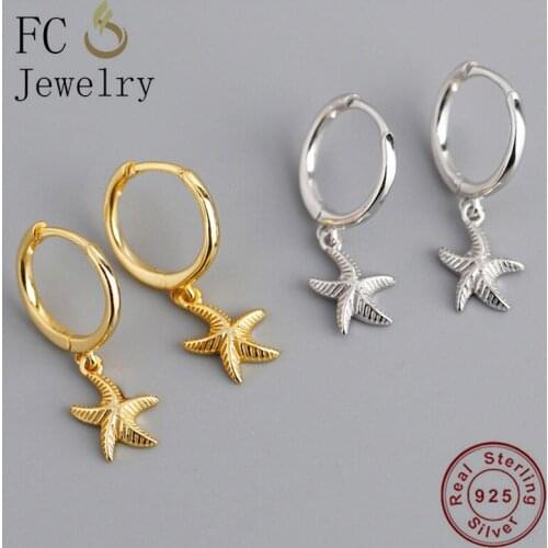 FC Jewelry 925 Silver Small Gold Color Sea Animal Fish Starfish Piercing Hoop Earring For Women Pendientes Boucle 2020 New