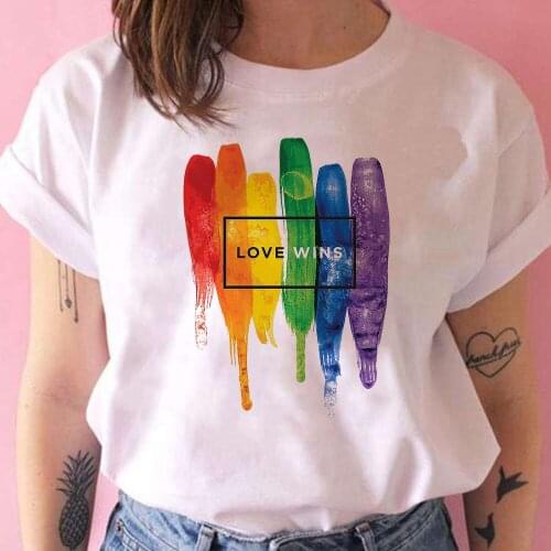 Rainbow Women Clothing Love Wins Letter Printed streetwear T shirt Women Harajcku Casual Summer Overall Comfy Tshirt Female