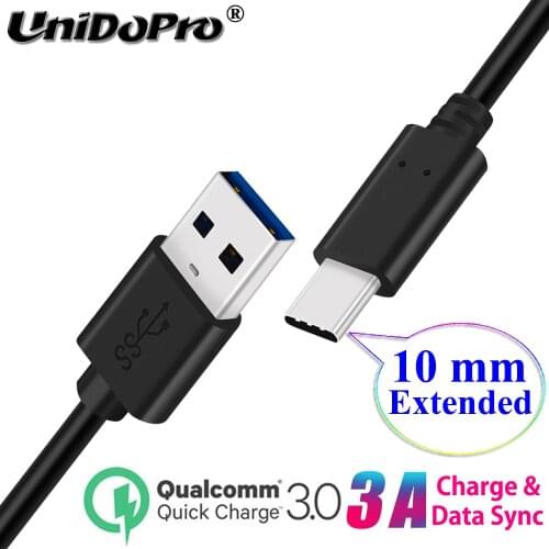 10mm Extended QC 3.0 USB-C Type C Fast Charger Data Sync Cable for AGM H3 A10 , M5 , X3 Turbo , A9 , H1 , X3 X2 SE Rugged Phones