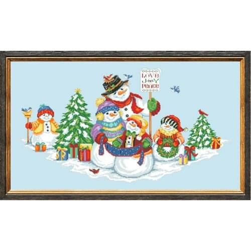 Snow folks tree skirt cross stitch kits cartoon pattern design 18ct 14ct 11ct skyblue canvas embroidery DIY needlework
