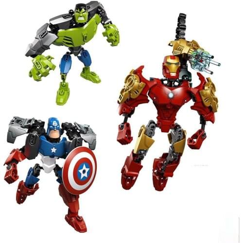 War Super Iron Armor Robot Building Blocks The Incredible Hulk Warrior Mecha Figures Weapon Bricks Toys Man For Children Gift