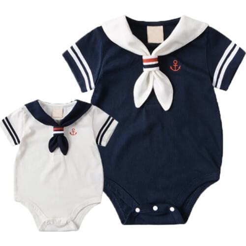 Summer Newborn Baby Girl Clothes Baby Rompers Baby Boy Clothing Roupas Bebe Infant Jumpsuits White Navy Infant Jumpsuit Bebes