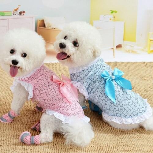 Miflame Small Dog Vests With Bowknot Summer Dog Shirts Lace Pet Vests For Dog Clothes Pomeranian Chihuahua Vests Cute Pet Shirts