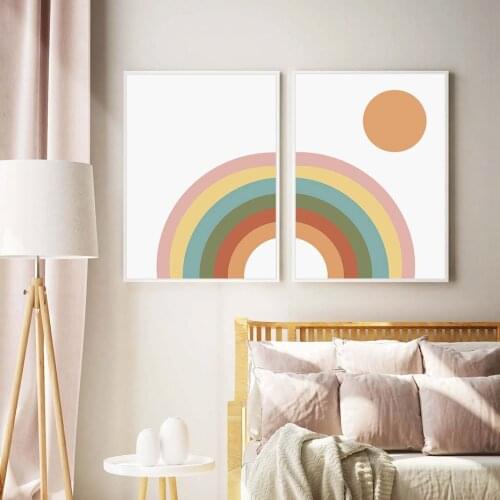 Cartoon Rainbow Trendy Poster Nursery Wall Art Canvas Painting Print Pictures Kids Room Birthday Gift Home Decoration NO FRAME